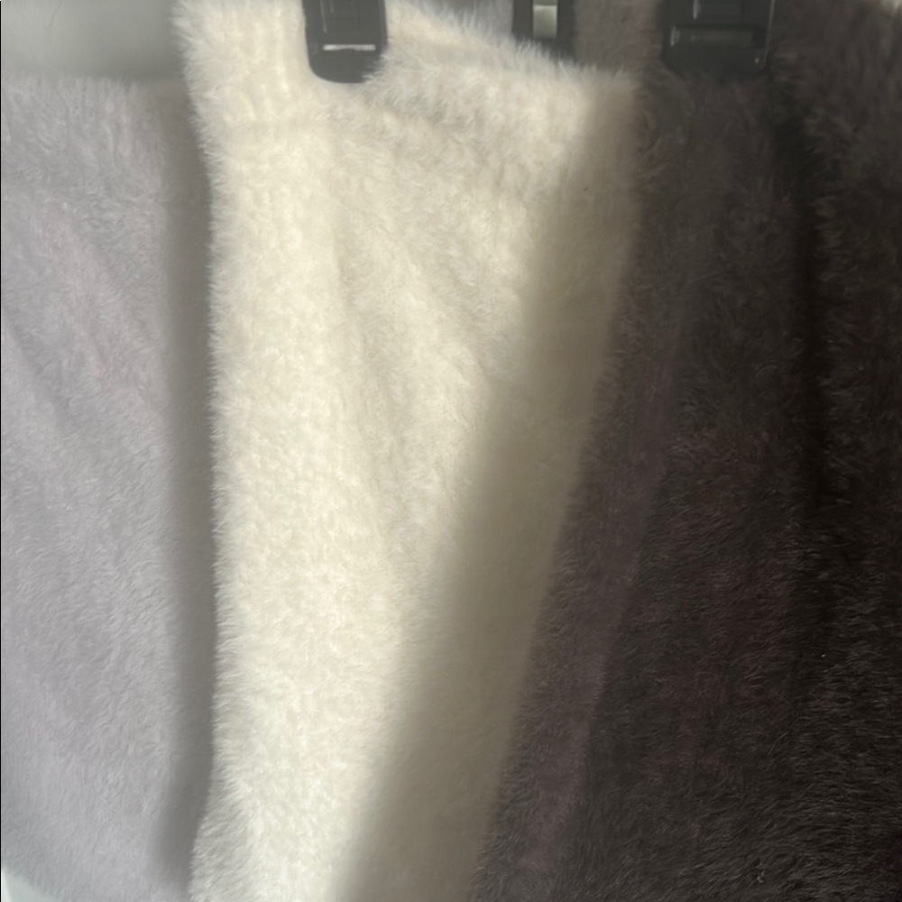 Express Trio of Cozy Fuzzy Eyelash Lounge Shorts in Swan, Raindrops, Black Sand - Picture 11 of 12